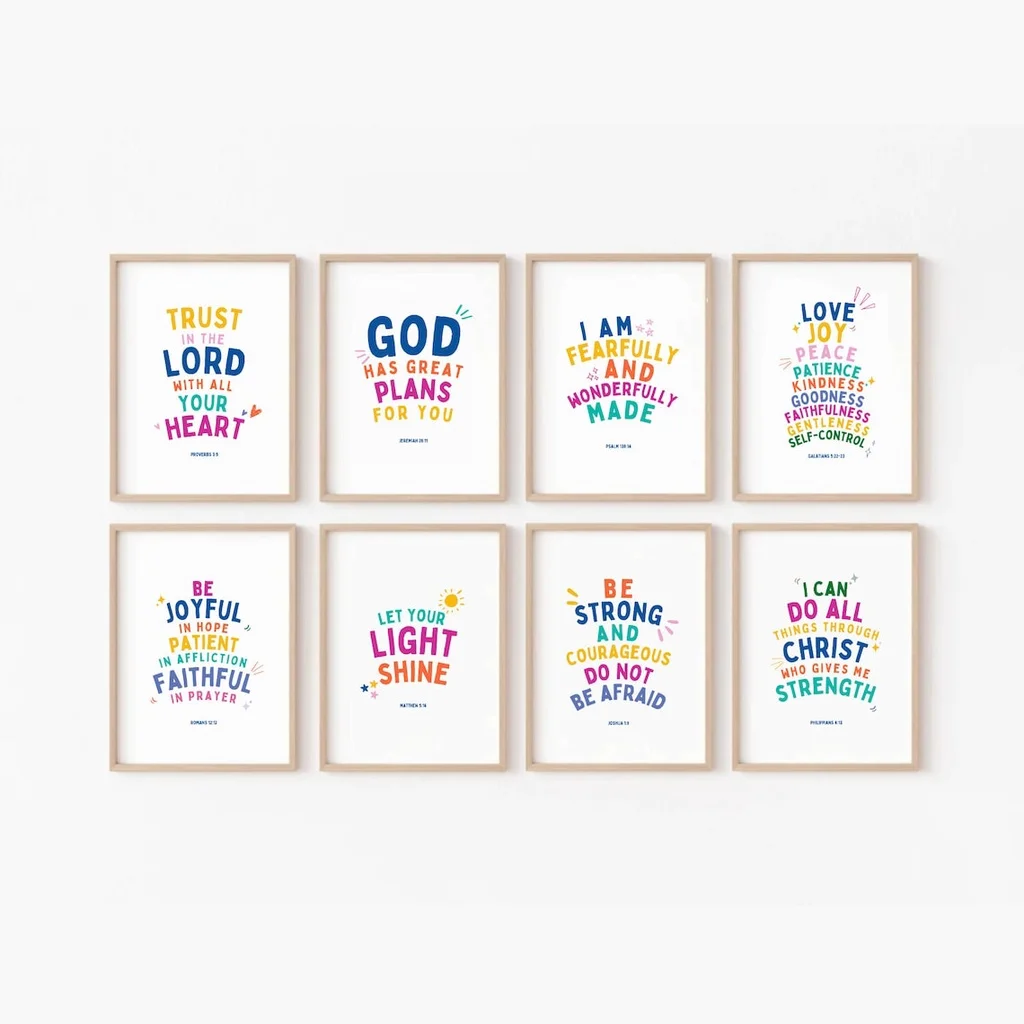 Kids Educational Posters - Pósteres con versículos bíblicos para niños,