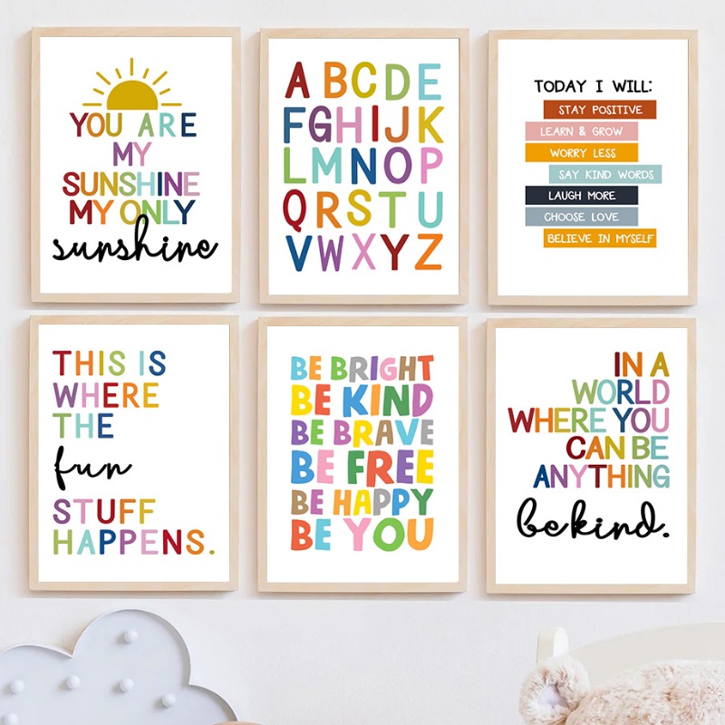 Kids Educational - Alphabet Numbers & More - Póster educativo en inglés, alfabeto, números,