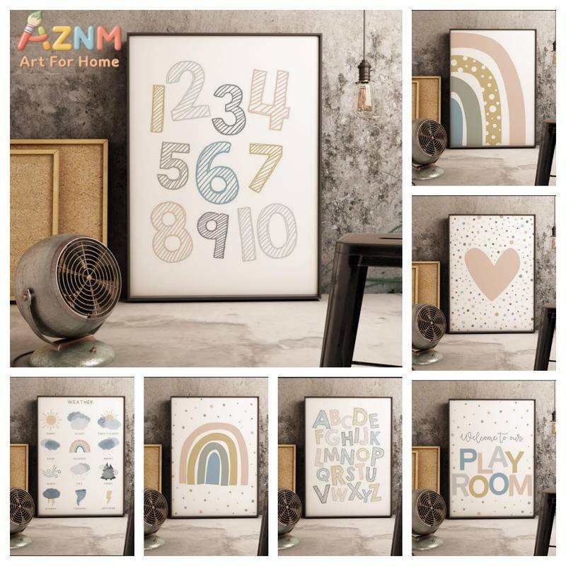 AZNM Boho - Lienzo educativo p - Kids Educational - Alphabet Numbers & More reseña y precio