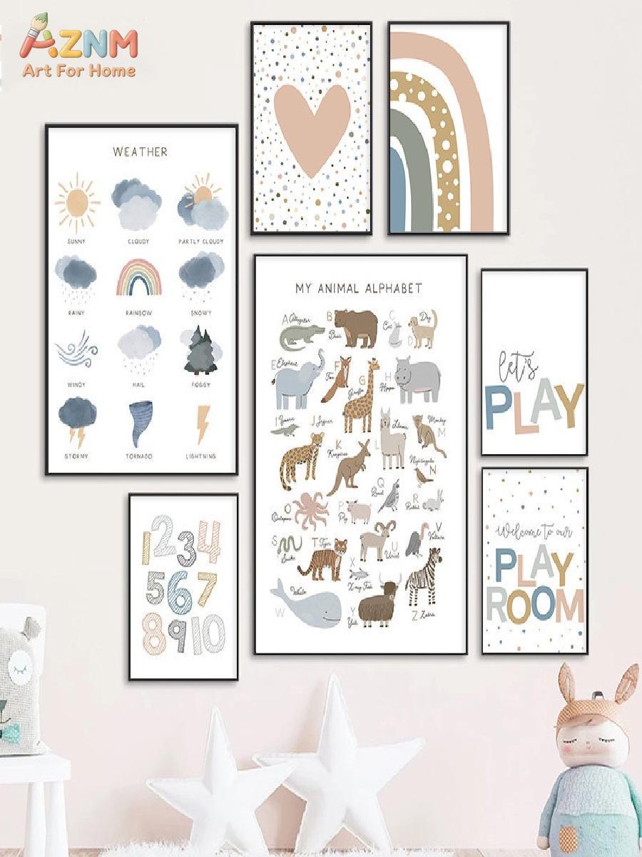 AZNM Boho - Lienzo educativo p - Kids Educational - Alphabet Numbers & More reseña y precio