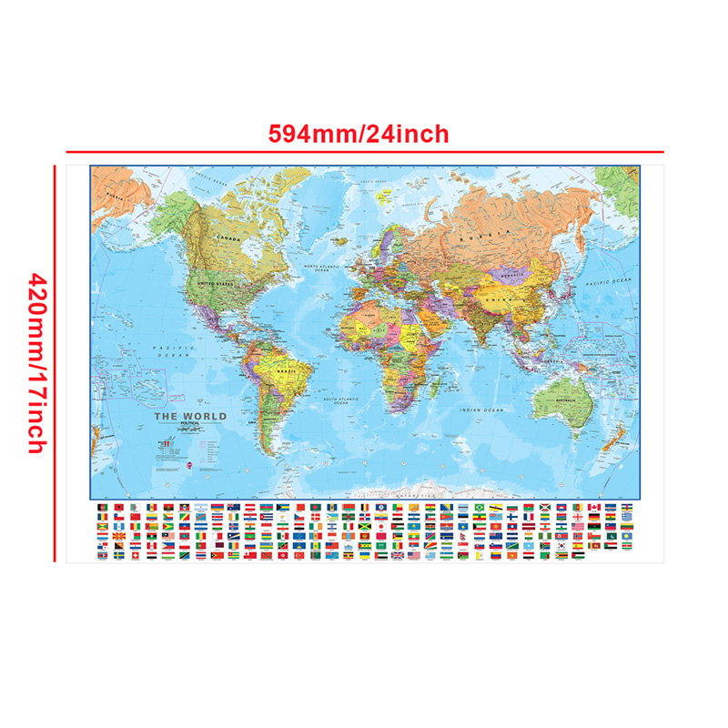 Mapa del mundo A2 59*42cm con  - Kids Educational Posters reseña y precio