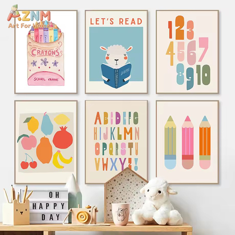 AZNM Lienzo decorativo para pa - Kids Educational - Alphabet Numbers & More reseña y precio